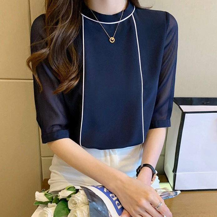 シースルースリーブラインブラウス otoh1528