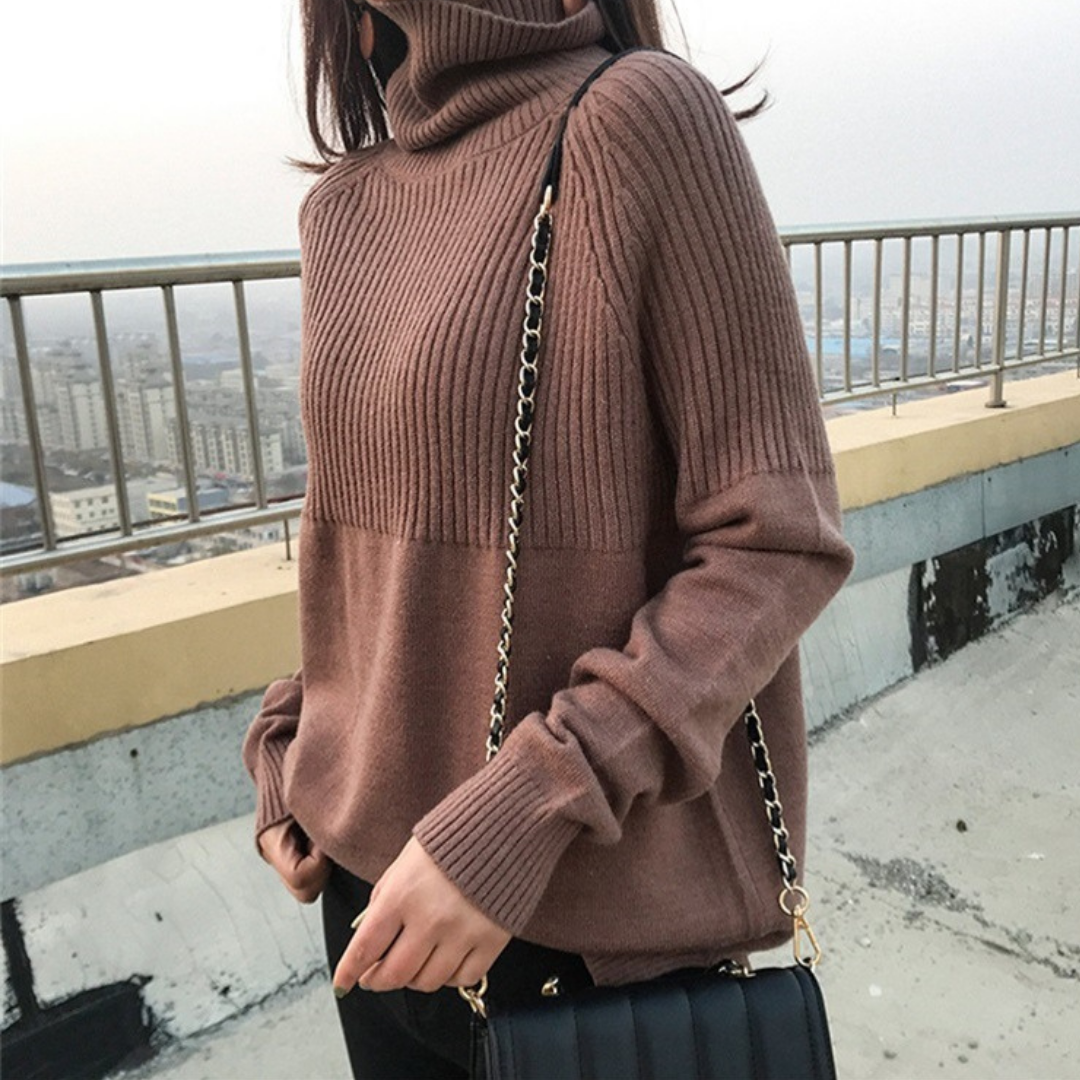 シンプルカラーハイネックニット otoh1274
