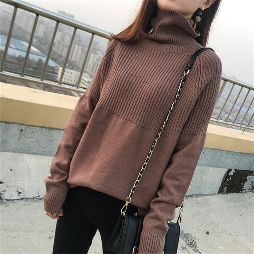 シンプルカラーハイネックニット otoh1274